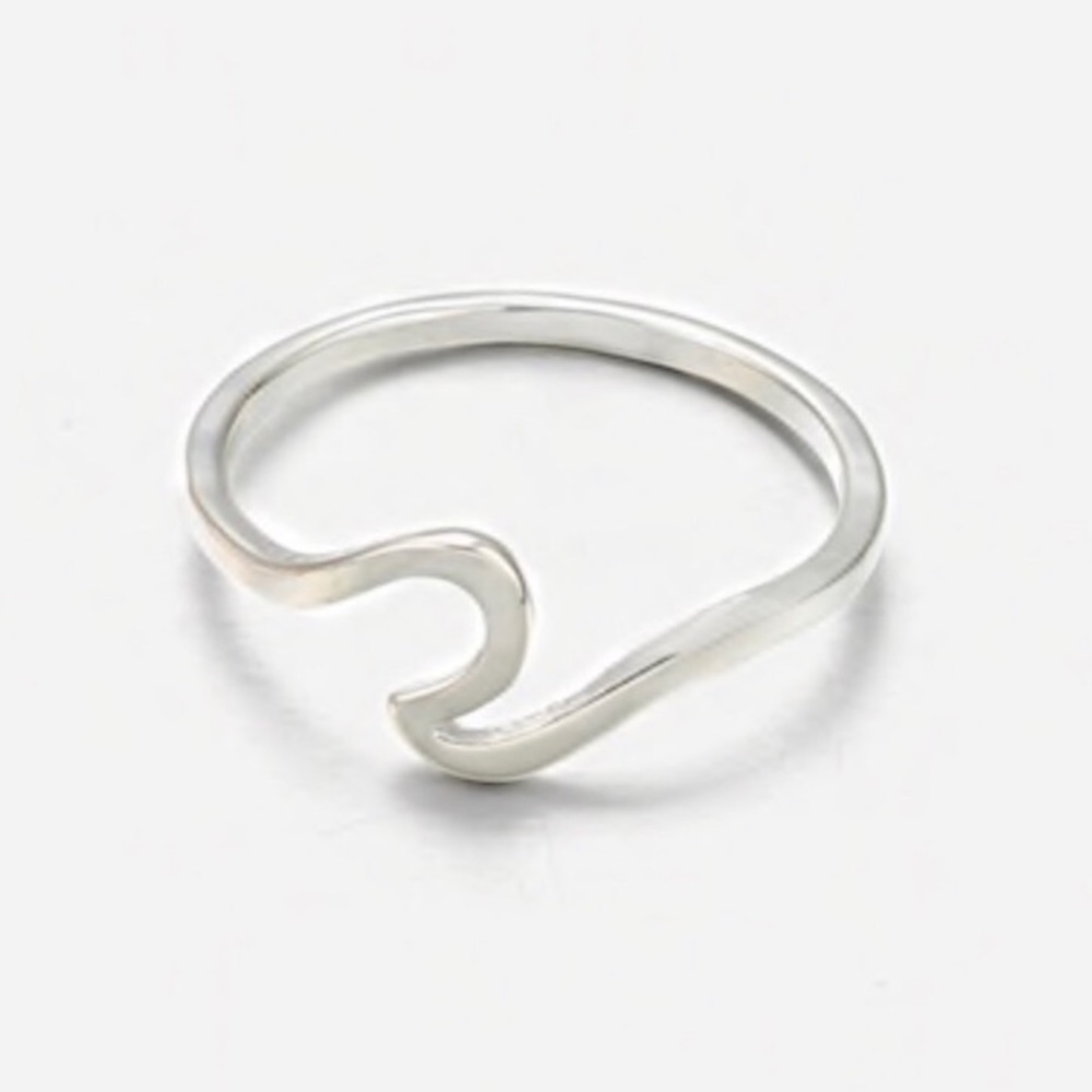 Silver Ocean Wave Summer Trendy Ring - Picture 2 of 3